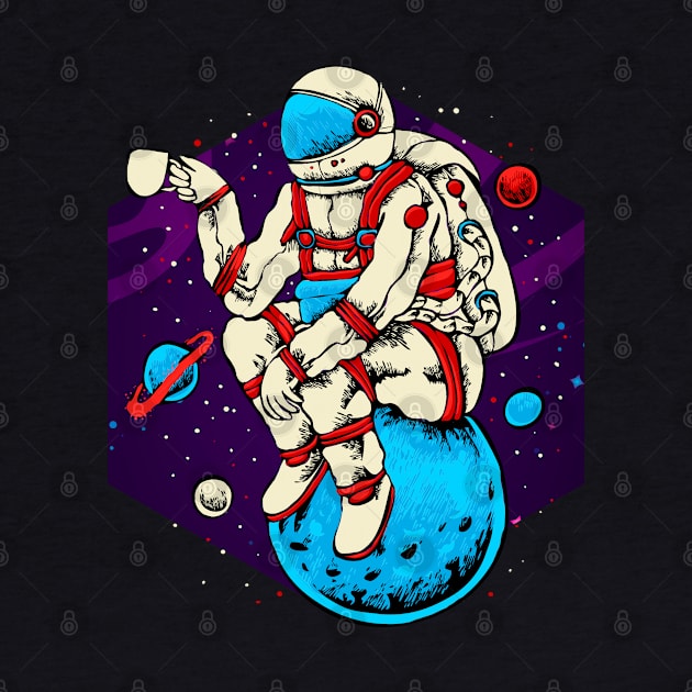 Astronaut, coffee, Moon by Synthwave1950